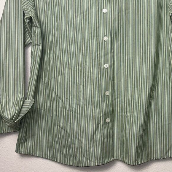 Eddie Bauer button up Woman's size Large 100% Cotton Striped green - Picture 10 of 16